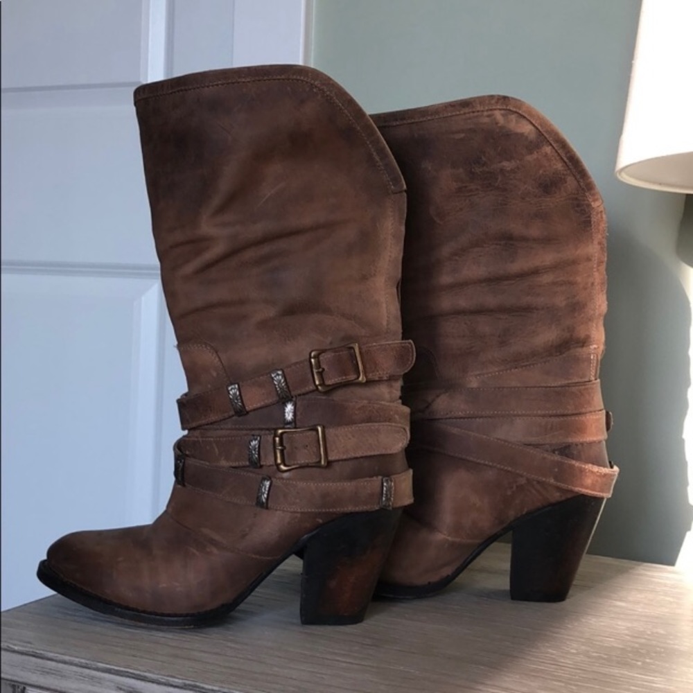 Freebird By Steve Madden Distressed Fall Winter Brown Boots Size 6 - Picture 7 of 7
